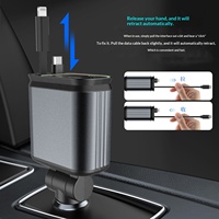 Chargeur de voiture transfrontalier B1 Starry Sky OLIVER Fit 120W à charge ultra-rapide, type-C, quatre ports, câble rétractable, allume-cigare