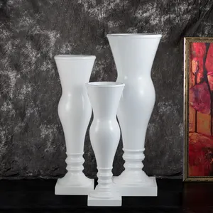 Vases de pièce maîtresse de mariage classique 90cm Vase à fleurs de Table centrale de trompette blanche pour la réception de mariage