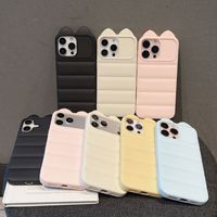 Casing HP TPU Motif Telinga Kucing dengan Bantalan Udara untuk iPhone 18 Pro Max, iPhone 16 Pro, 15, 14, 13, 12, 11 Max, Softcase Pelindung HP