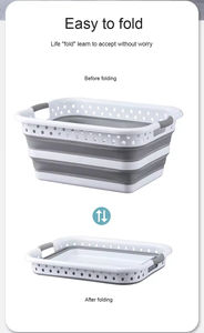 Panier à <span class=keywords><strong>linge</strong></span> pliable en plastique, gain de place, pliable, pour le transport et le <span class=keywords><strong>rangement</strong></span> des vêtements sales à la maison - Product Image 3