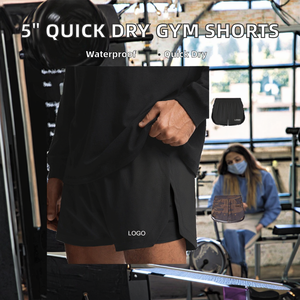 Wholesales 5'' Custom Quick Dry Double <b>Layer</b> Lined Pocket Gym Fitness Shorts Men 100% Polyester Casual <b>Mid</b> Waterproof Breathable - Product Image 2