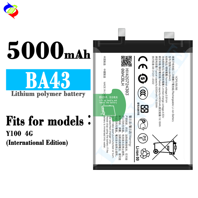 5000mah BA43 100% Health Phone Battery for vivo Y100 4G(International Edition)