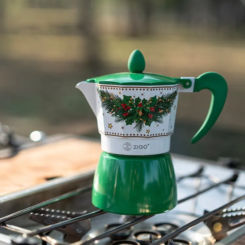 Arriart noel hediyesi çift vana Stovetop İtalyan kahve makinesi alüminyum Espresso Pot Pot
