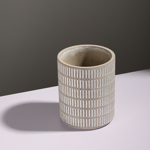 Vasi <span class=keywords><strong>in</strong></span> Ceramica per Piante con <span class=keywords><strong>Design</strong></span> <span class=keywords><strong>in</strong></span> Rilievo Opaco Stile Nordico Cilindrico <span class=keywords><strong>in</strong></span> <span class=keywords><strong>Cemento</strong></span> per Patio e Balcone - Product Image 6