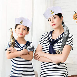 Sombrero de Sailor con bordado blanco, gorro redondo marino <span class=keywords><strong>militar</strong></span>, <span class=keywords><strong>disfraz</strong></span> de ancla azul, sombrero de Sailor, <span class=keywords><strong>accesorios</strong></span> de Cosplay de lujo - Product Image 5
