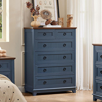 Commode moderne à 6 tiroirs réglables, 41 pouces de hauteur, en bois rustique avec poignées métalliques, pour chambre, salon, couloir, entrée