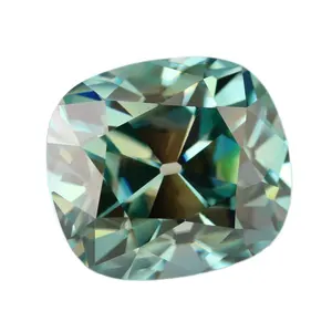 Người Đàn Ông Thực Hiện Nhà Máy Trực Tiếp Moissanite Đá Quý Màu Xanh Đệm Cũ Hình Dạng Châu Âu Cắt Đá Quý Lỏng Lẻo Moissanite