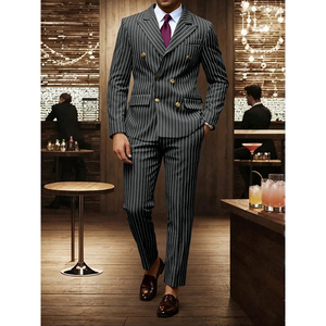 Traje <span class=keywords><strong>de</strong></span> <span class=keywords><strong>Hombre</strong></span> Premium <span class=keywords><strong>de</strong></span> Doble Botonadura con Rayas Finas, Corte Slim Fit, Conjunto <span class=keywords><strong>de</strong></span> Lujo <span class=keywords><strong>de</strong></span> 2 Piezas para Bodas, Fiestas Formales y Uso Diario - Product Image 3