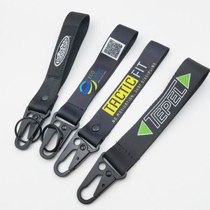 Dragonne courte personnalisée avec logo, mousqueton aigle, pour clés de moto et de voiture, en nylon et polyester - Product Image 2