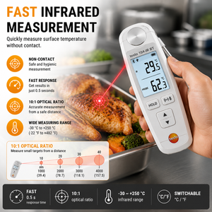 Termómetro Digital para Alimentos Testo 104-IR BT con Pantalla LCD, Resolución <span class=keywords><strong>de</strong></span> 0.1°C, Medición Infrarroja, Sonda Plegable para <span class=keywords><strong>Temperatura</strong></span> HACCP - Product Image 3