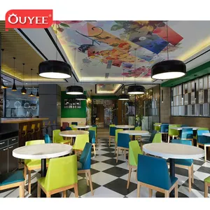 Guangzhou prezzo di fabbrica tavolino moderno ristorante in legno mobili Fast Food sedia da caffè tavolini Design 3D - Product Image 1
