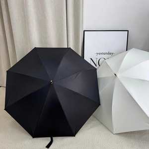 ร่มกันแดดกันฝน UPF50 เคลือบกาวสีหนา 8 ซี่โครง ด้ามจับโค้งพร้อมปลายสีแดง สำหรับผู้หญิงเดินทาง - Product Image 3