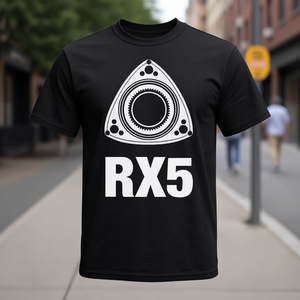 T-shirt Rx5 Rotary Symbol noir unisexe à col rond et manches courtes, vêtements promotionnels - Product Image 3