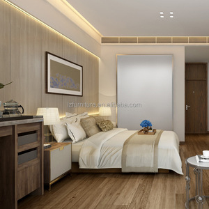 Ensemble de chambre d'hôtel moderne, lit queen size, meubles en bois, design contemporain, meubles durables pour chambre d'hôtes, usage commercial - Product Image 1