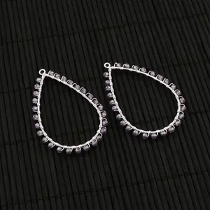 Katzenauge Edelstein Perlen Ohrring Paare Birnen form Draht wickel versilbert Single Bail Verbinder Paare DIY Komponenten Schmuck