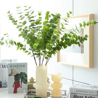 Vente en gros usine – Plante artificielle à 3 branches en eucalyptus, toucher réel, pour décoration intérieure, mariage moderne, Pâques, Thanksgiving
