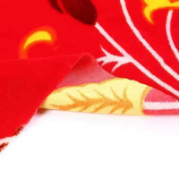 Tissu en velours polyester tissé imprimé floral rouge, poids moyen, nouveau design, pour ameublement, référence 5000 - Article très demandé
