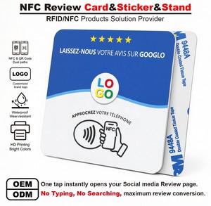Thẻ NFC Google Review Tiếng Tây Ban Nha, Ý, Pháp, Giá để bàn acrylic 12cm, tương thích NFC213, 13.56MHz, Chạm để đánh giá - Product Image 1