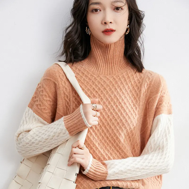 Dệt Kim Phụ Nữ Tops Mùa Đông Mùa Thu Áo Thun Mock Cổ Đan Len Cashmere Áo Len Rắn Màu Sắc Tinh Khiết Phụ Nữ Jumper