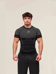 מתעמל ספורט ריצה חדש כושר גופני עליון מזדמנים נשיפה הדוקה שרוול קצר - Product Image 2