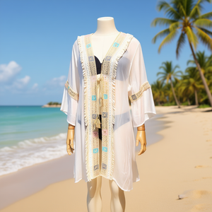 HDJ Women's <b>Summer</b> Beach Cover-up <b>Dress</b> Casual Swimwear <b>Tunic</b> Bathing Suit Sarong W21054-36 - Product Image 2