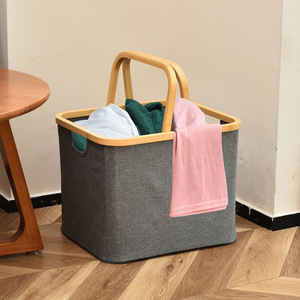 Caja de almacenamiento de escritorio Oxford plegable Asas de madera Cesta de almacenamiento plegable para el <span class=keywords><strong>baño</strong></span> del hogar para <span class=keywords><strong>ropa</strong></span> <span class=keywords><strong>sucia</strong></span> Armarios - Product Image 5