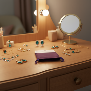 Borsa in velluto Ilan 7x9 cm viola scuro 2 pezzi per conservare gioielli - Product Image 2