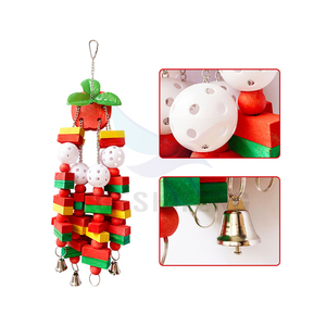 Renkli ahşap kuş papağan oyuncaklar çiğneme oyuncağı kuş kafesi aksesuarları asılı kuş oyuncak - Product Image 2