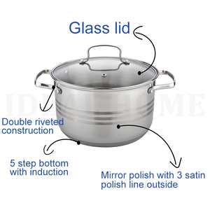 Ensemble de casseroles et poêles antiadhésives en acier inoxydable pour soupes et bouillons, compatibles induction - Product Image 3