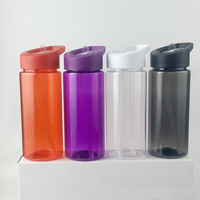 Bouteille d'eau en plastique transparente sans BPA de 500 ml avec paille rabattable, personnalisable, vente en gros, offre spéciale