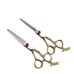 Ciseaux à cheveux professionnels en acier inoxydable, lame tranchante, ciseaux à effiler pour droitiers, 17,8 cm, manche doré, réutilisables, légers - Product Image 3