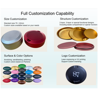 Couvercle de boîte à snus en aluminium mat de qualité supérieure personnalisé avec bouchon à vis |   Couvre-boîte de remplacement multicolores pour boîte à snus de 70 mm