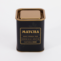 Boîte en métal carrée personnalisée pour emballage de thé matcha 30g, bonbons, friandises, contenants en métal