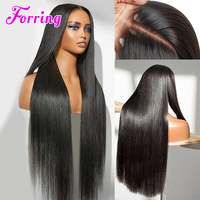 Wig Rambut Asli Vietnam HD Lace Frontal, Wig Lurus Tanpa Lem dengan Kutikula Sejajar, Wig Lace Front untuk Wanita Kulit Hitam