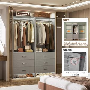 Nouveau design de garde-robe <span class=keywords><strong>en</strong></span> <span class=keywords><strong>bois</strong></span> moderne dressing cintre Portable garde-robe système de support de placard ouvert - Product Image 2