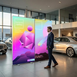 Custom Double Sided Backlit <b>Banner</b> <b>Stand</b> Folding Pop up LED Fabric Lightbox SEG Light Box Display for Trade Show Backdrop Booth - Product Image 5