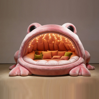 Sofá Cama de Peluche Gigante con Forma de Rana Rosa |   Sillón Extra Grande con Forma de Animal de Dibujos Animados con Luces LED |   Cueva Interior Acogedora para Niños y Adultos