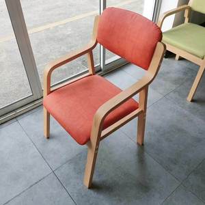 <span class=keywords><strong>Chaise</strong></span> <span class=keywords><strong>de</strong></span> salle à manger contemporaine en bois massif avec siège rembourré, fauteuil design monobloc à accoudoirs courbes, structure légère et durable - Product Image 3