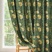 Rideaux occultants plissés William Morris Tulip Acanthus Teal Gold pour salon, fenêtre cintrée, style français, vente en gros