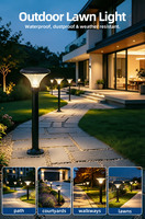 Lampe solaire LED moderne IP65 pour jardin, contrôle automatique/programmable, étanche, pour l'aménagement extérieur de villas, cours, parcs et allées.