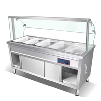 Table chauffante et isolante pour aliments Lyroe, autonome, commerciale, avec couvercle en verre pour l'isolation des cantines