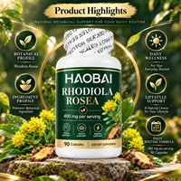 Rhodiola Rosea 400 mg par Portion, 90 Capsules, Fabricant de Compléments Alimentaires Botaniques OEM ODM, Marque Privée, Emballage Personnalisé