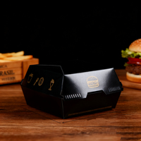 Boîte à hamburger rigide au design minimaliste, emballage zéro déchet, écologique, jetable, en papier kraft, taille personnalisée
