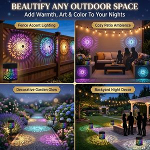 1 lampe murale solaire Mandala à LED pour jardins, terrasses, escaliers, cours, cours arrière, portes d'entrée - Product Image 3