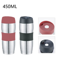 Haute qualité classique courbe Design presse couverture Silicone anneau antidérapant 304 acier inoxydable flacon à vide Auto voiture tasse