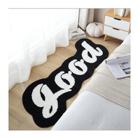 Tapis moelleux antidérapant à poils longs pour chambre d'enfant, tapis de salon doux et moelleux, tapis de zone noir et blanc