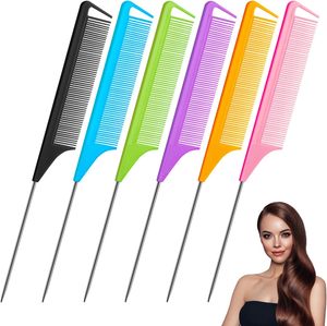 Venta Directa de Fábrica, Peine Antiestático Resistente al Calor, Peine de Cola de Rata con Logotipo Personalizado, Peine de Plástico para Peinar, Peine para Salón de Belleza y Barbería - Product Image 6