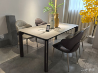 Table à manger moderne en pierre frittée avec pieds en métal, table de cuisine minimaliste pour la maison, fabricant de meubles pour hôtels