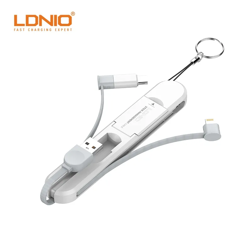 LDNIO LC130 3 in 1 Portable Date Cable Micro USB Type C Cable Cord For Huawei Samsung Mini Keychain Charger Charger Cable