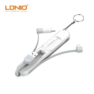 LDNIO LC130 3 en 1 câble de Date Portable Micro USB Type C cordon pour Huawei Samsung Mini porte-clés chargeur câble